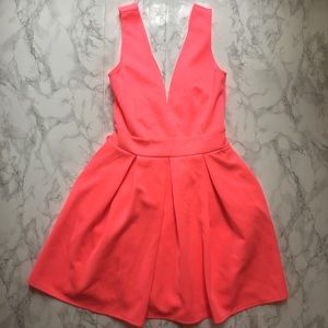 Neon deep v cocktail dress